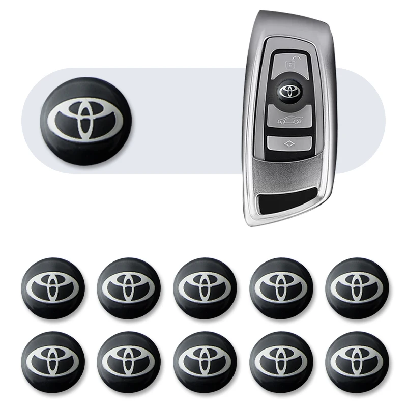

10 pcs 14mm Remote Control Key Emblem Logo Sticker For Toyotas Corolla Yaris Rav4 Avensis Auris Camry C-hr 86 Prius accessories