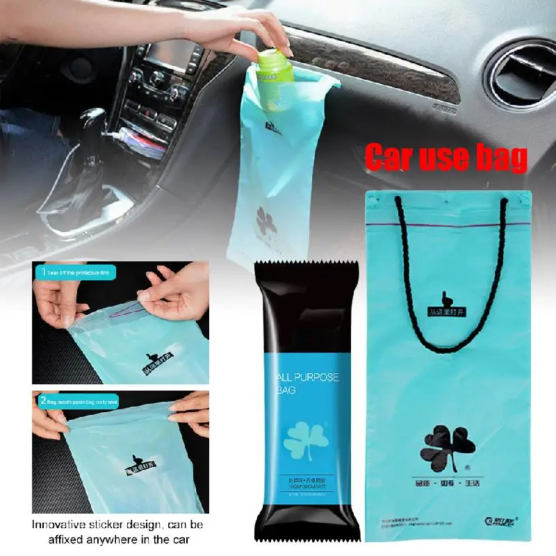 

50pcs Car Sealable Garbage Bag Auto Seat Back Hanging Trash Bin Trash Bag Storage Bag Car Interior Accessories