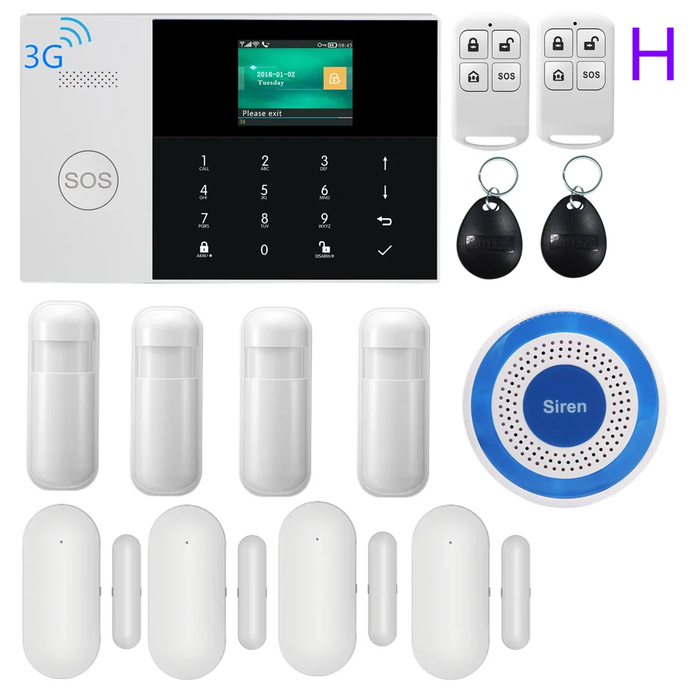3g wifi gprs sim-карта SMS rfid-карта приложение дистанционное управление Беспроводная система домашней безопасности с 9 языками голосовой сигнализации - Цвет: PG-105-3G-2-H