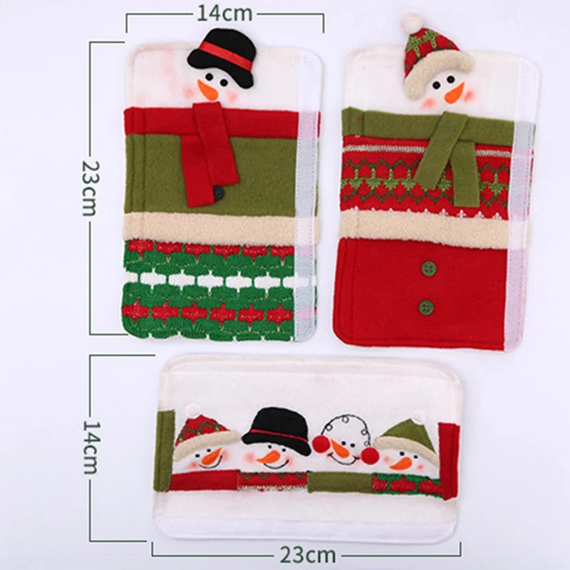 Christmas Decoration Refrigerator Door Handle Covers Cartoon Cute Microwave Door Refrigerator Handle Sets Christmas Gift