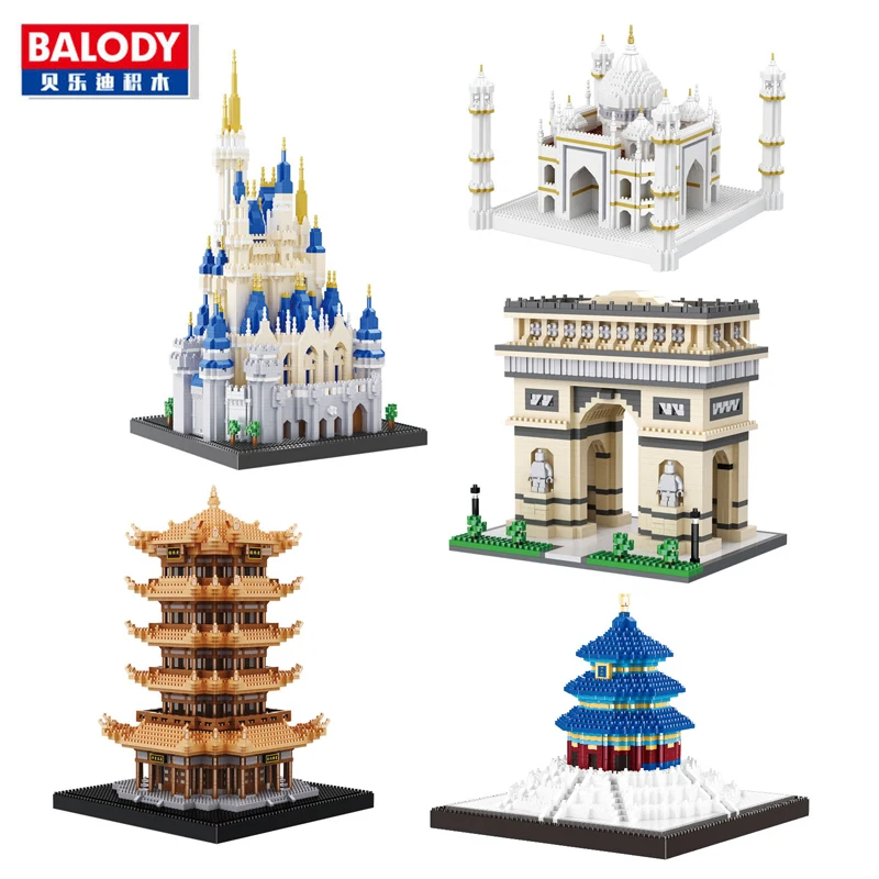 

Balody World Famous Architecture Diamond Building Small Blocks Toy Castle Taj Mahal Tower Triumphal Arch Temple of Heaven no Box