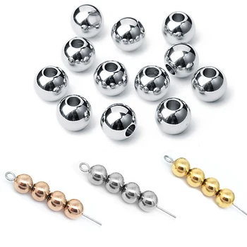

Gold 3/4/5/6/8MM Stainless Steel Spacer Beads Ball Metal Round Loose Beads for Jewelry Bracelet Making DIY Accessories Findings