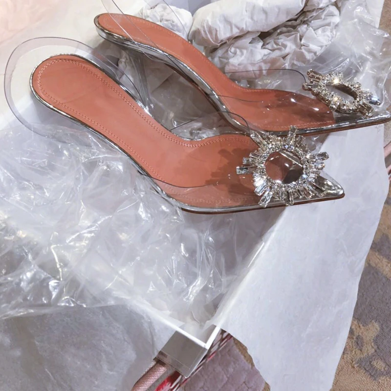 Г., пикантные прозрачные женские туфли-лодочки со стразами летние женские туфли-лодочки на высоком каблуке с острым носком под платье вечерние туфли talon femme