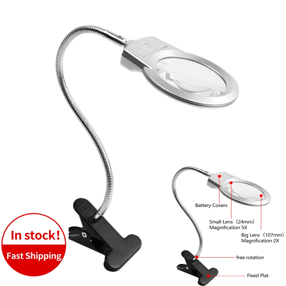 Lupa De Lectura Con Luz Led Y Abrazadera De Iluminación | Envío Gratis