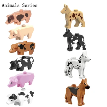 

Animals Series 5 PCS Flower Color & Solid Color Pig Or Dog Building Blocks Models Toys For Children Kids Gifts For Animals Sets