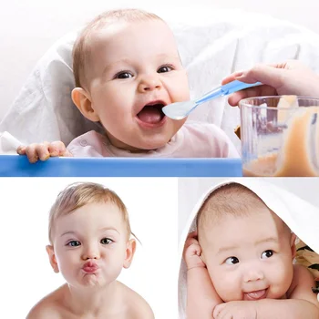 

Safe Soft Silicone Baby Spoon Feeding Spoon Lovely Flatware Tableware Gifts For Kids Blue/Pink Hot Sales