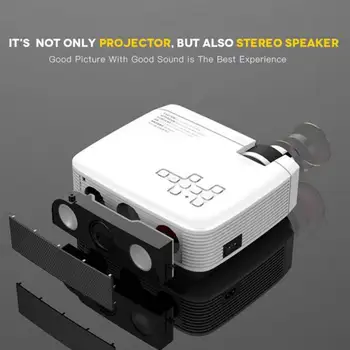 

Laptop HDMI TF USB Dual Speaker Portable Home Entertainment Stereo 480P Display Mini Projector Theater 1600L Brightness Movie