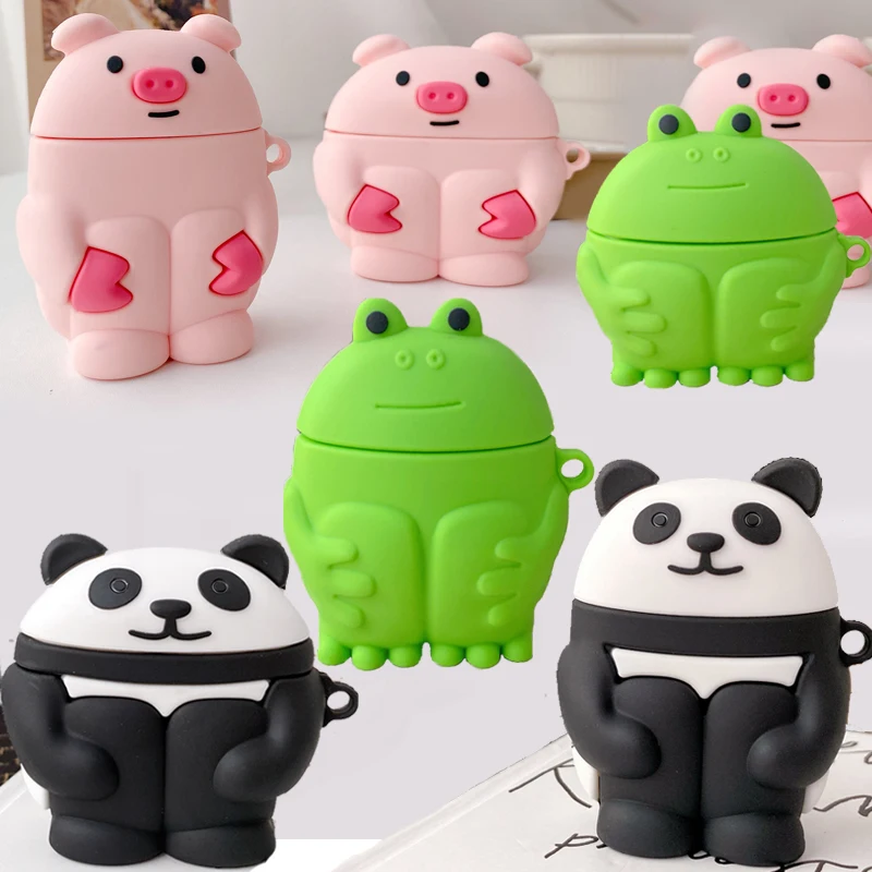 For Airpods Pro 3D Cute Cartoon Hug Panda Bear Frog Earpods Case for Apple 1 2 3 Kawaii Pig Wireless Earphone Cover Box | Электроника