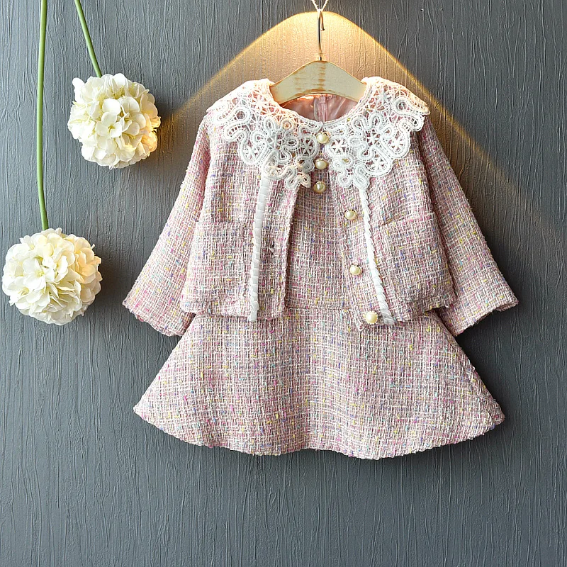 

2019 Autumn Winter New Children's Wear Girls Set Vest Dress Long-sleevetwo Two-piece Set Toddler Girls Clothes Fashion Dress