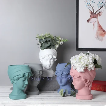 

CREATIVITY CERAMICS VASE HUMAN HEAD CHARACTER SCULPTURE GIRL FLOWER ARRANGEMENT VASE PORTRAIT SCULPTURE MODERN HOME DECORATION