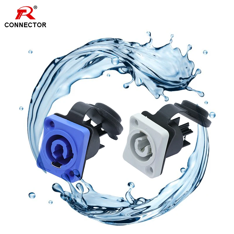 50pcs Waterproof 20A Powercon Connector Chassis NAC3MPA-1(power-in)&NAC3MPB-1(power-out) 3/16'' Flat Tab Terminals Female Socket