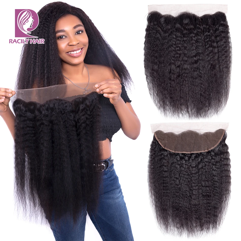 

Racily Hair Natural Brazilian Kinky Straight Lace Closure 10"-22" 13*4 Lace Frontal Closure Remy Huamn Hair Lace Frontal Closure