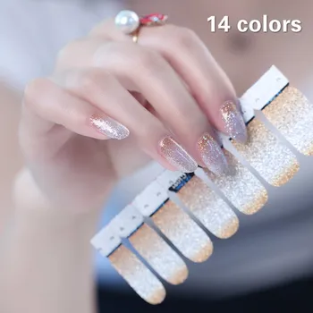 

Nail Sticker Glitter Gradient Color Stickers Nail Wraps Full Cover Nails Polish Sticker DIY Self-Adhesive Nail Art Decoration