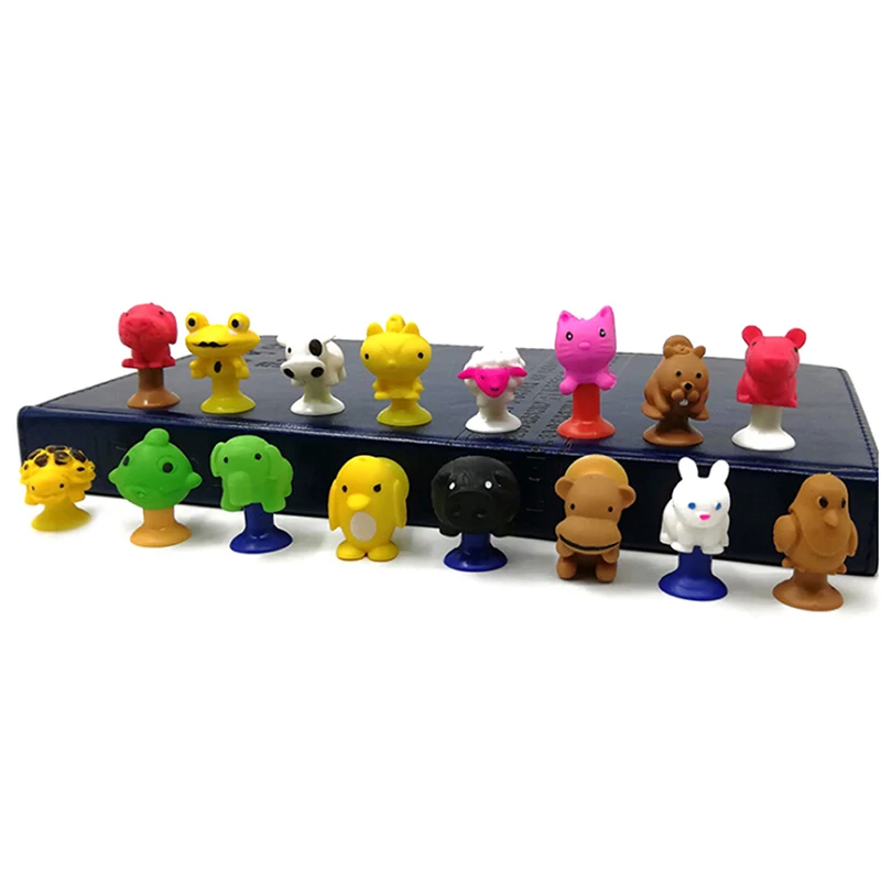 

2Pcs/lot Little Cartoon Anime Animal Action Figures Suction Cup Toys For Children Mini Monster Sucker Capsule Model