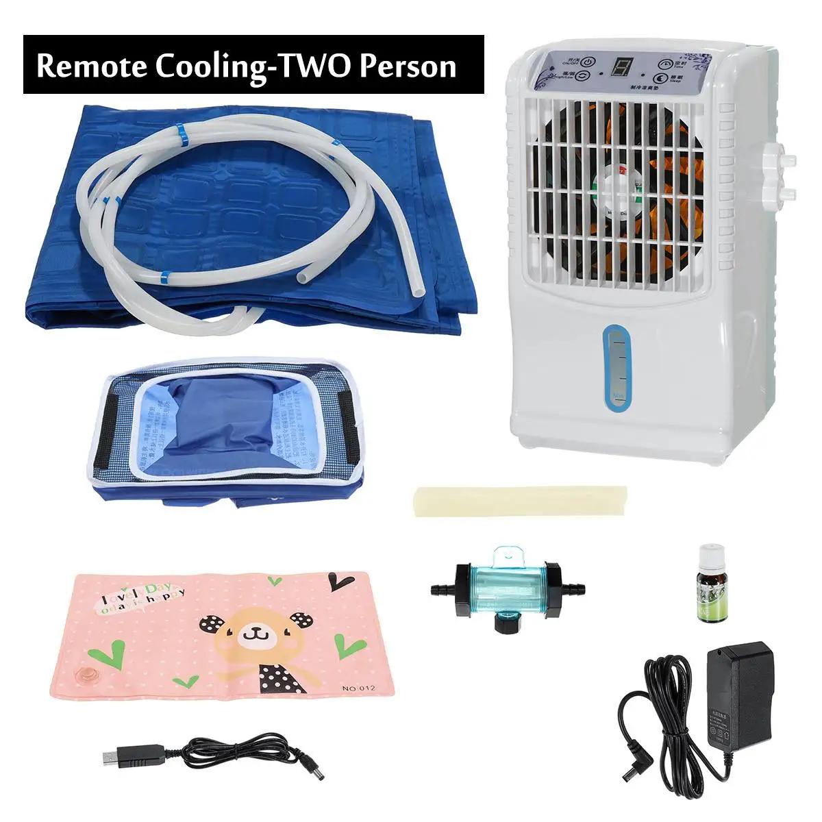 Button 2 Person Warmtoo 2-в-1 водяное охлаждение циркуляции переносная люлька накладка+ 5 киосков воздушные кондиционерные вентиляторные отрицательных ионов без Шум электрический вентилятор - Цвет: Button 2 Person