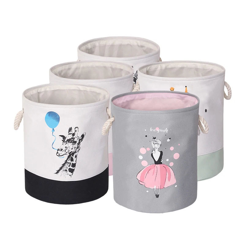 Cute Collapsible Large Laundry Basket Toys Clothes Bucket Laundry Storage Baskets Household Laundry Hamper Bathroom Organizer