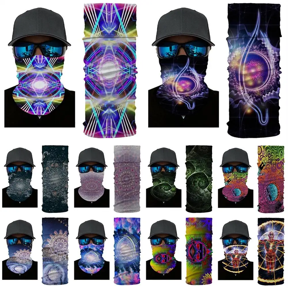 

New Dustproof Turban Geometric Mixed Color Microfiber Polyester Men's Seamless Turban Anti-Ultraviolet Dustproof Cooling Turban