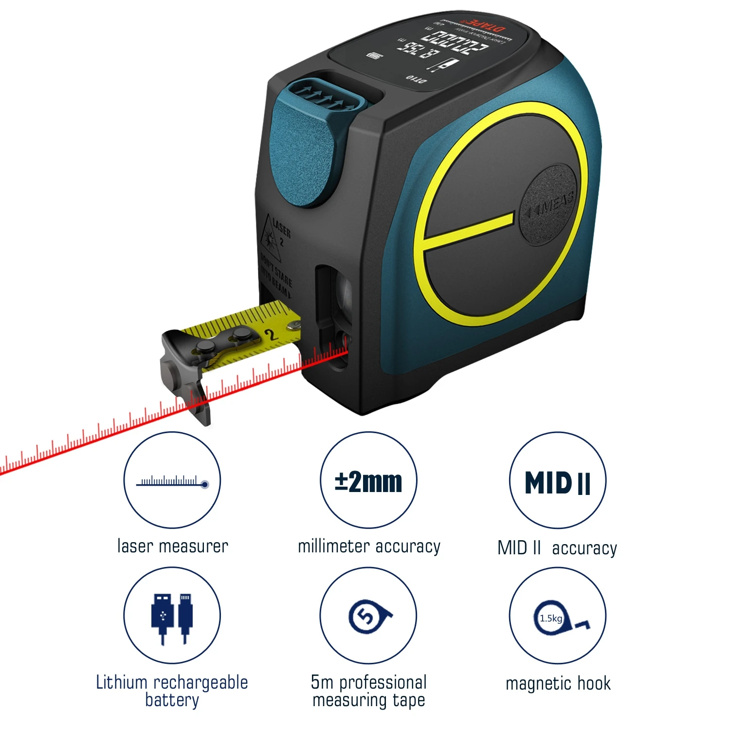Литиевая электрическая USB перезаряжаемая лента для аккумуляторов, измеряющая лазерный дальномер 40 м, цифровой лазерный измерительный прибор с ЖК-дисплеем