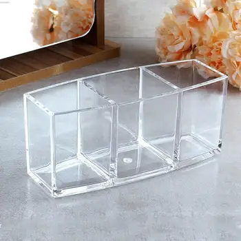 

Acrylic Three-Grid Storage Box Cosmetic Lipstick Brush Display Stand Case Makeup Brush Holder Storage Organizer