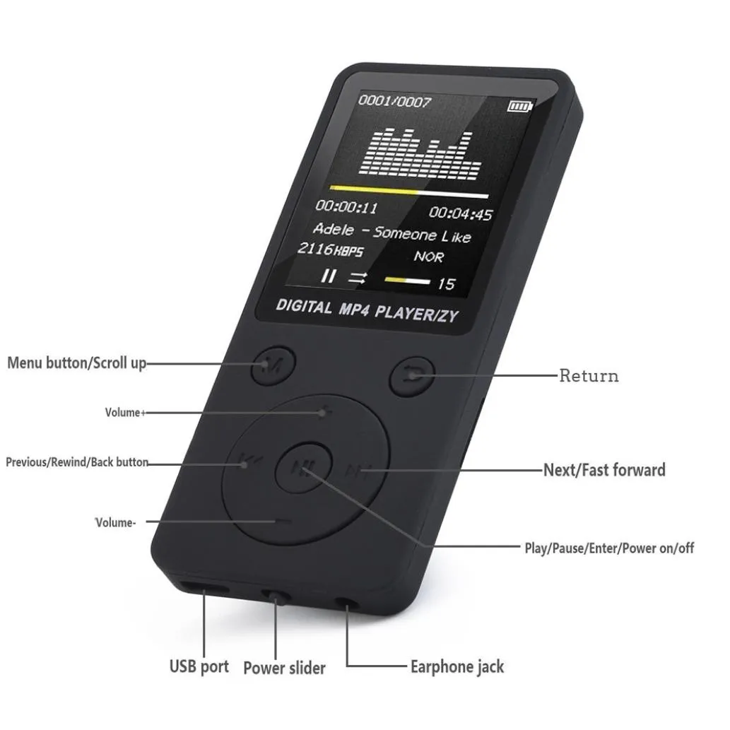 FM Регистраторы проигрыватель Walkman Портативный MP4 без потери качества звука музыкальный плеер мини Поддержка музыки, радио, Запись tf-карта не включена в комплект поставки