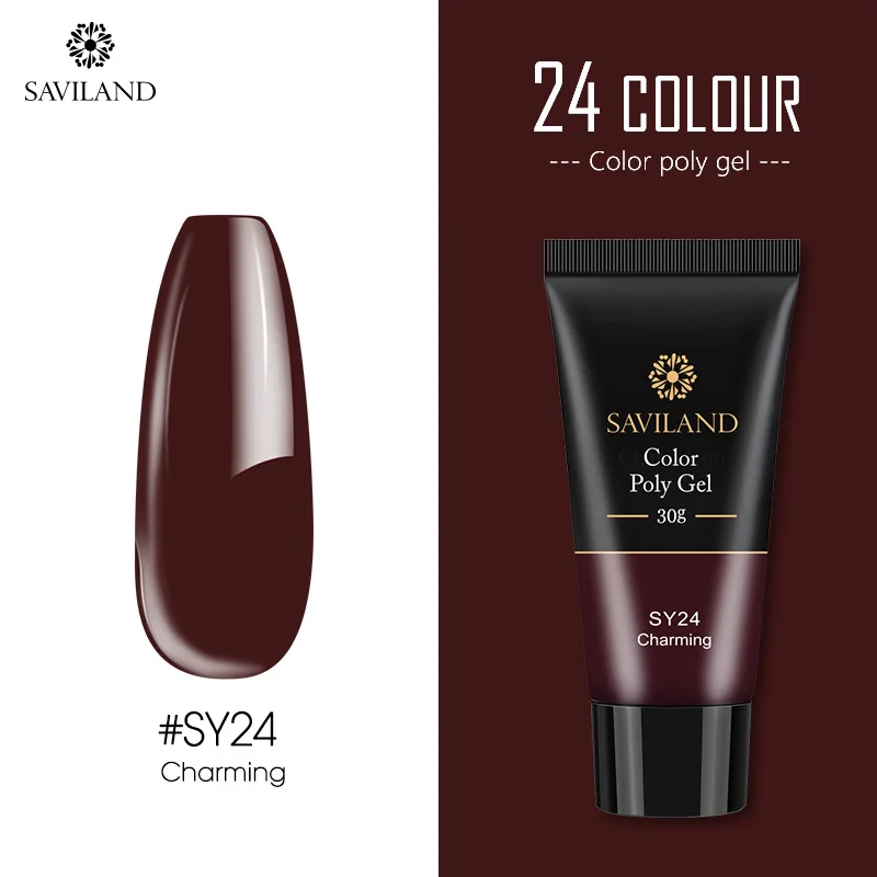 30G SY24 SAVILAND 15g Color Poly Gel Finger Extension 30g Red Blue Yellow Poly Gel Nail Gel Camouflage Soak Off UV Hard Fast Builder Gel - Цвет: 30G SY24
