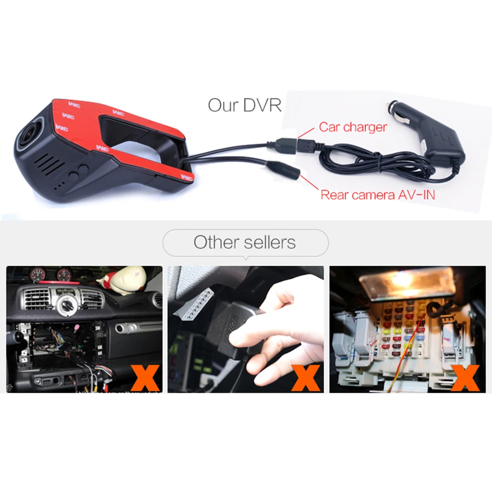 Автомобильный FHD 1080P скрытый Wifi Автомобильный SUV DVR видеорегистратор с двумя объективами камера+ g-сенсор приложение манипуляция Поддержка AV видео выход