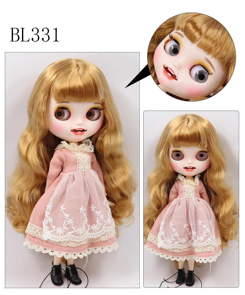 Neo Blythe Doll with Blonde Hair, White Skin, Matte Smiling Face & Custom Jointed Body 1