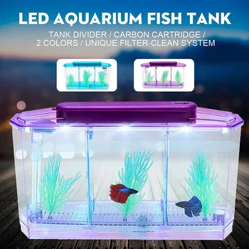 

Separate Breeding Spawning Fish-Breeding-Box Isolation-Box Seedlings Aquarium Fish Tank LED Light Triple Cube Betta Aquarium Box