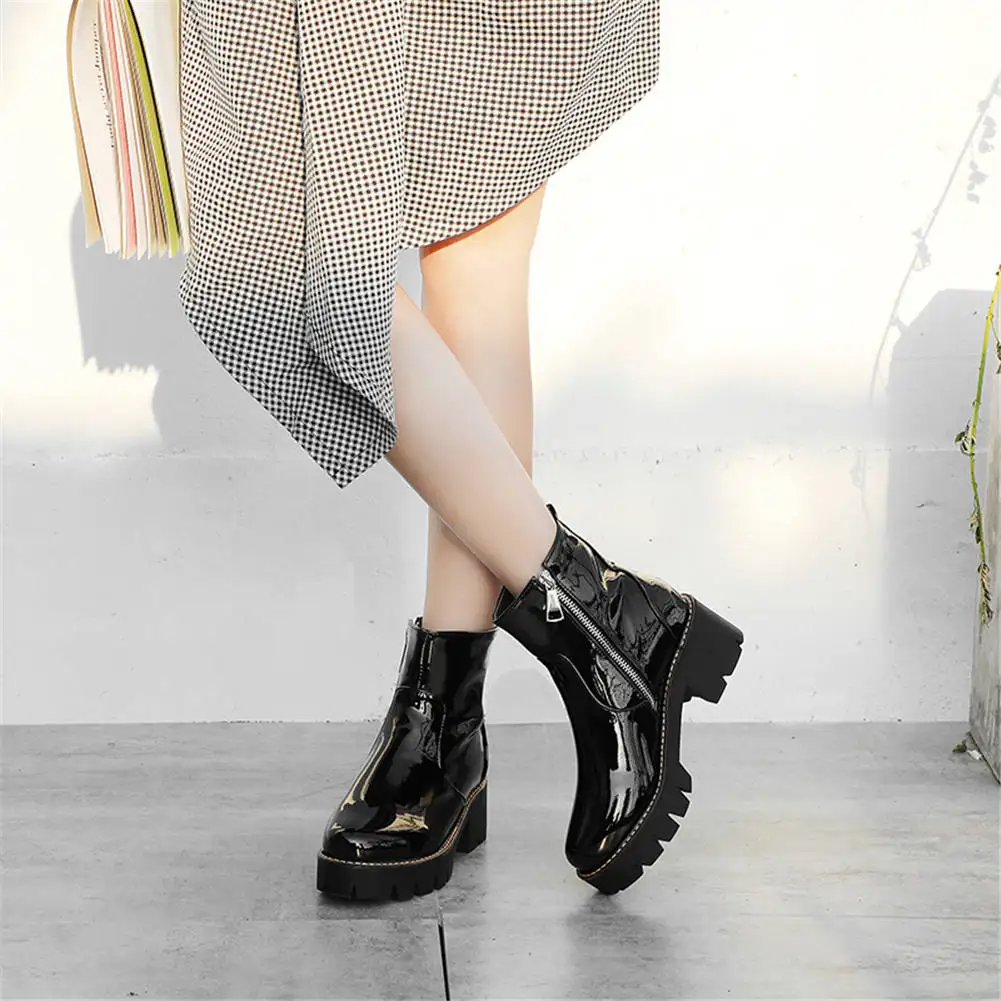 

SARAIRIS 2020 Plus Size 43 Leisure Square Heels Winter Shoes Woman Boots Female Shoes Zip Up Ankle Boots Shoes Women