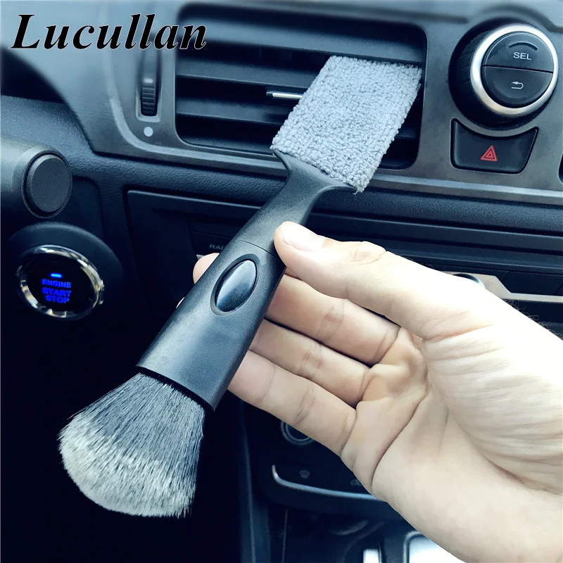 Lucullan Double Side Multi Function Interior Cleaning Brushes Car Wash Tools For Air Conditioning Panel Gap Dusting Remove