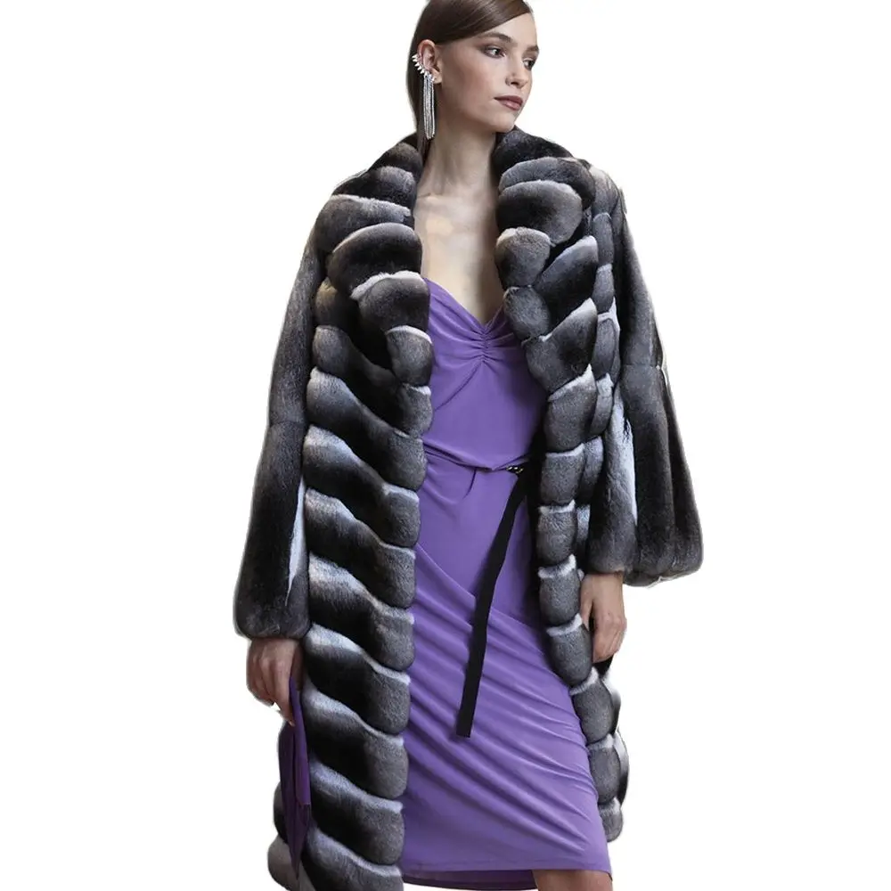 Women's Real Fur Coat Winter 2021 New High Quality Genuine Rex Rabbit Fur Coats Whole Skin Natural Fur Overcoats Lapel Collar