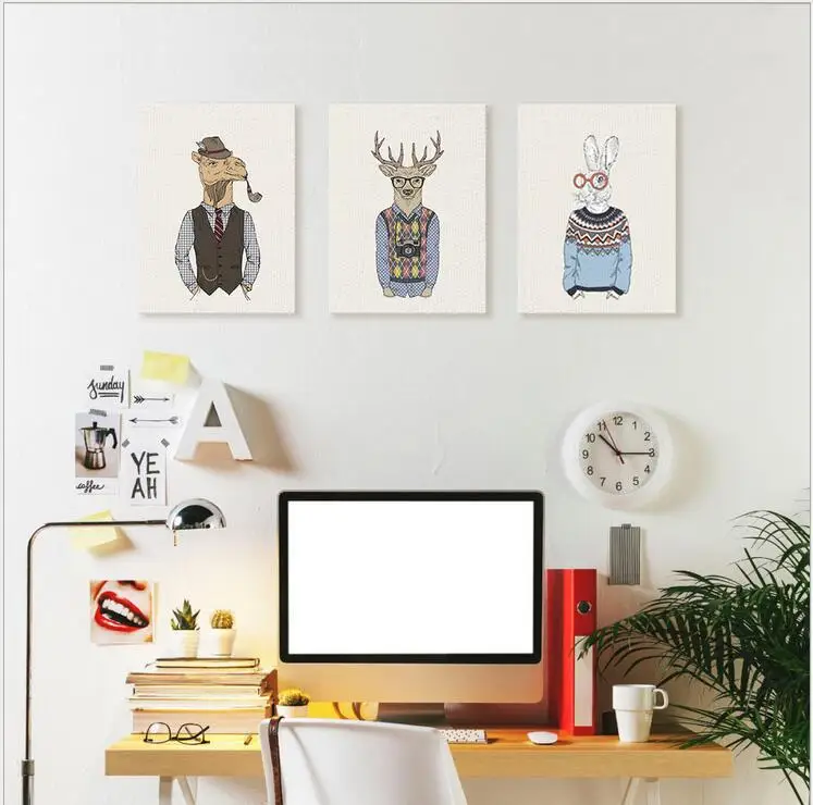 

Foreign Trade Modern Scandinavian Minimalist Oil Painting Creative Home Cartoon Animal Horse Frameless Decorative Painting Libra
