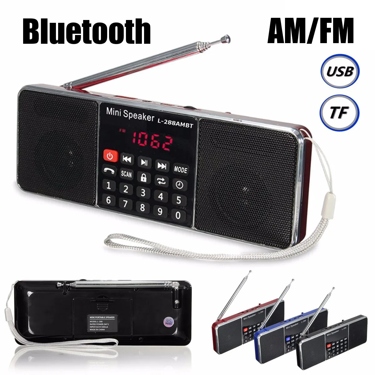 bluetooth Portable LCD FM//AM Radio Stereo Speaker MP3 Music Player Micro SD