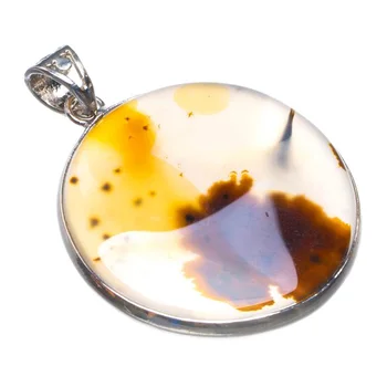 

Natural Scenic Dendritic Agate Handmade 925 Sterling Silver Pendant 1.5" D1529