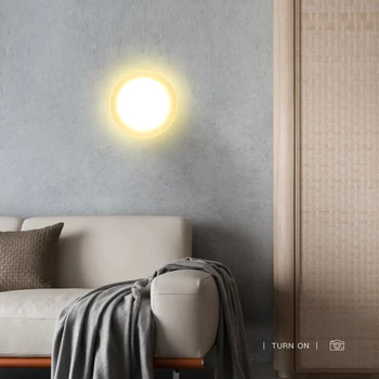 

iKucciNi Modern LED White Wall Lamp Round Wall Lamp Nordic Wall Light Metal and Acrylic 9W warm white decorative for living room