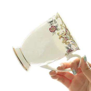 

Coffee Cup Simple Bone China Handgrip Water Cup Household Ceramic Water Set Mugs Breakfast Milk Cup Flower Tea Beer Red Wine Cup