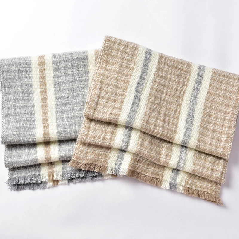 Cashmere Scarf Women Winter Korean Striped Shawl Thick Warm Long Pashmina Temperament Wool Scaves for Women Foulard