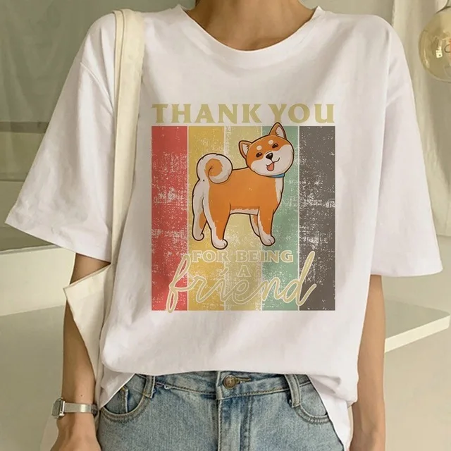 FIXSYS Шиба ину футболка забавная Милая футболка с животными забавная графическая Корейская одежда Топ для женщин Ulzzang футболка Женские футболки Harajuku