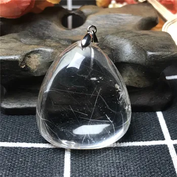 

Natural Gold Hair Rutilated Pendant For Woman Lady Love Gift 37x32x18mm Clear Crystal Gemstone Fashion Necklace Pendant AAAA