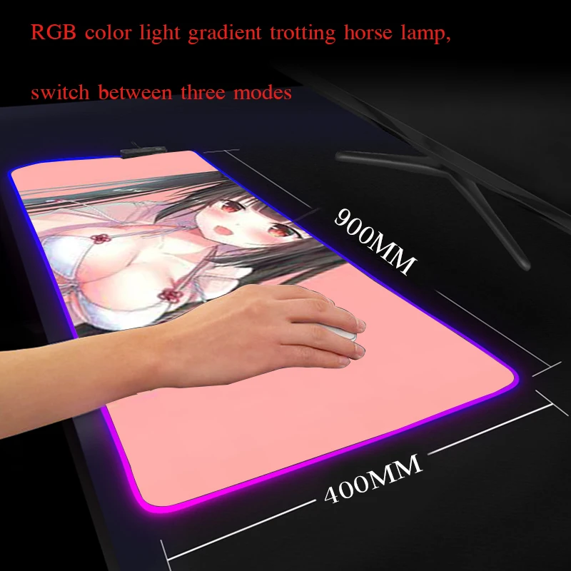 Yuzuoan Oppai аниме Мышь Pad сексуальная девушка попа Настольный Коврик Non-с блокировкой скольжения светодиодный Красочные светильник RGB игровая Мышь/коврик универсальный