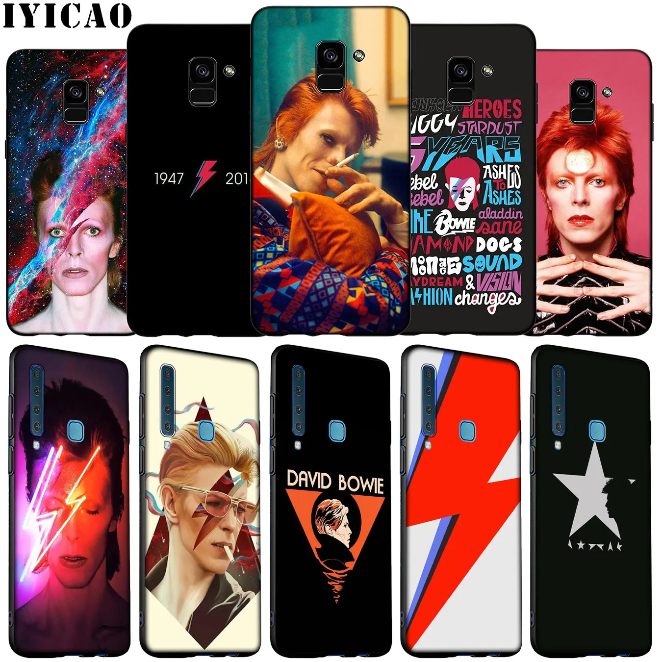 IYICAO fashion David Bowie Soft Silicone Phone Case for Samsung Galaxy A6 A9 A8 A7 2018 A3 A5 Note 9 8 10 Plus 20 Ultra Cover | Мобильные