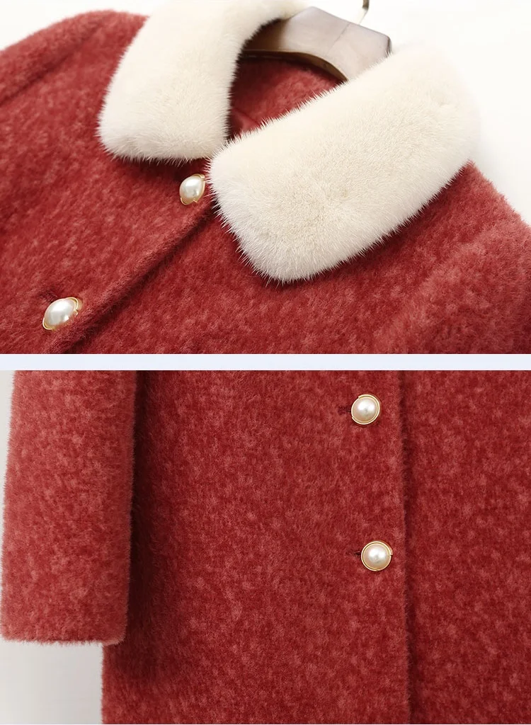 UHYTGF, Женское шерстяное пальто, зимнее, 5XL, плюс размер, модное, Европейское, Женское пальто, золотой бархат, шерстяная куртка, женское кашемировое пальто, X683