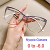 New Fashion Vintage Gradient Eyeglasses For Nearsightedness Anti Blue Light Myopia Unique White Legs Cat Eye Glasses Frame 1
