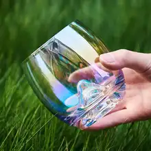 Kolorowy szklany kubek kreatywny dom Trend góra Fuji Iceberg whisky Brandy wino sok kubek wody tanie i dobre opinie CN (pochodzenie) ROUND Ce ue Lfgb Szkło Brandy snifters Ekologiczne Zaopatrzony CS0134