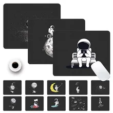 

Smooth PU Leather Computer Mouse-pad Desk mat Game Laptop Mouse Pad Astronaut Printing Black Pattern Gaming Mouse Keyboard Mat