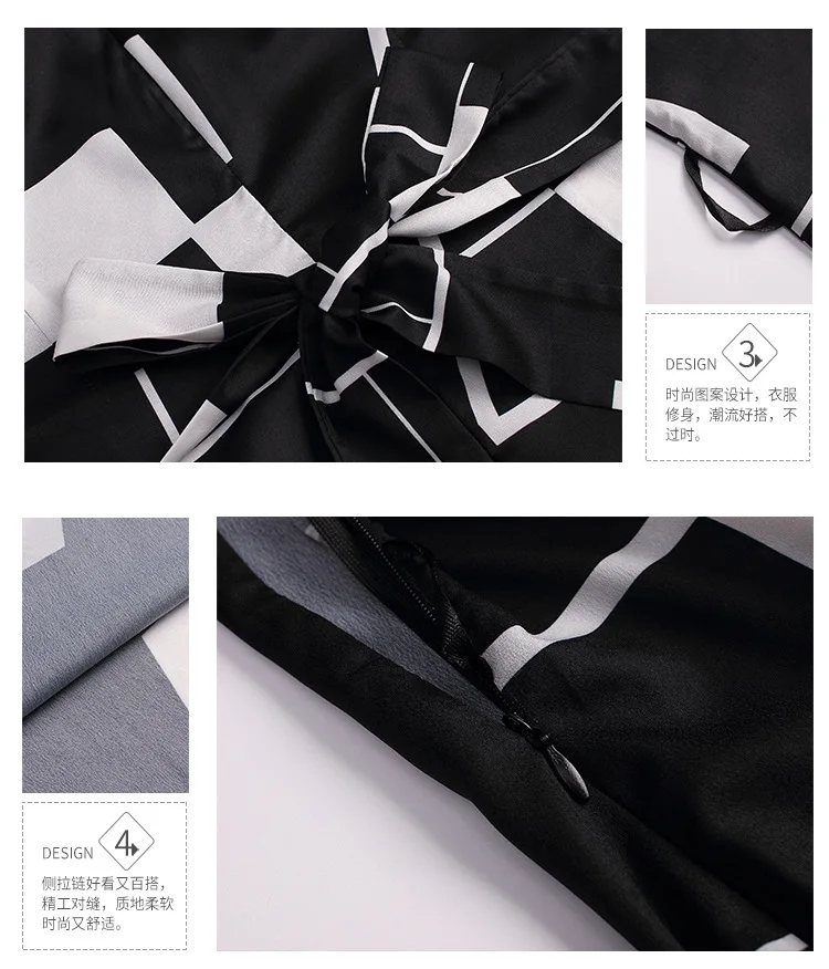 M-xxl весенне-летнее женское платье черного и белого цвета в стиле пэчворк, геометрический текстильный принт, платье с v-образным вырезом и длиной до голени, Повседневное платье