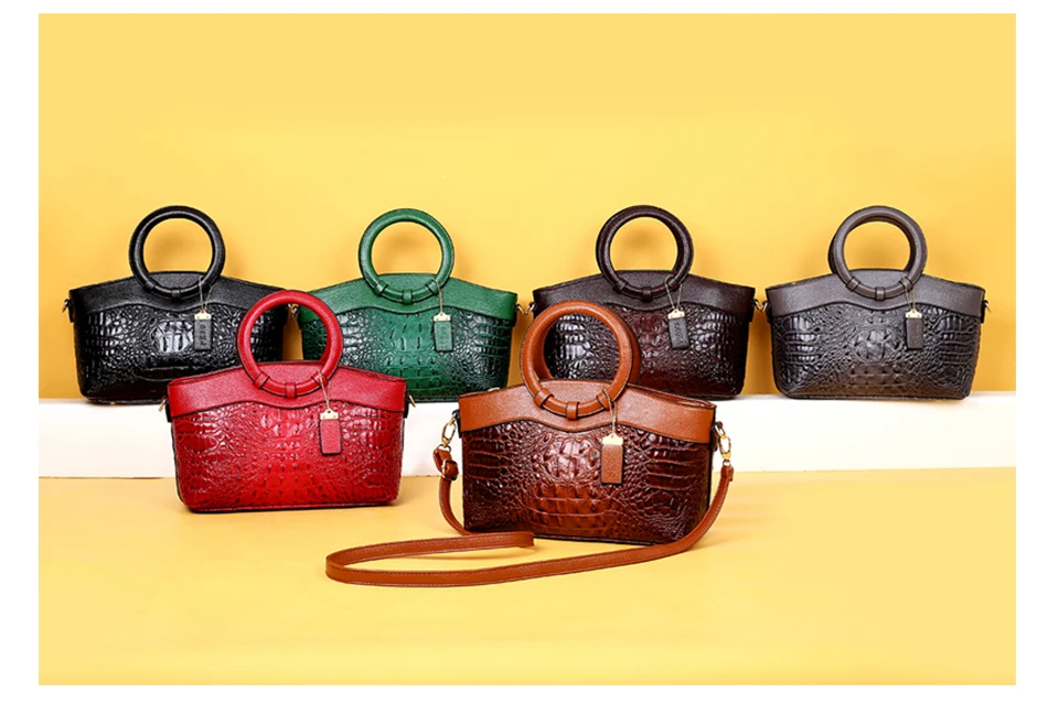 Женские кожаные Ретро сумочки в европейском и американском стиле с крокодиловым узором; женские вечерние сумки на плечо большой емкости