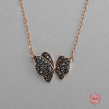 

Fashion Charm Pure 925 Silver Original 1:1 Copy, Mysterious Black Butterfly Fashion Long Necklace Female Luxury Jewelry Gifts
