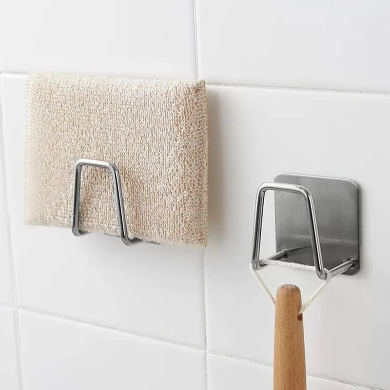 Kitchen Sponge Holder Sink Drain Rack Kitchen Wall Hooks Sink Sponge Rack Drain Storage Shelf Kitchen Under Sink Storage Rack 4