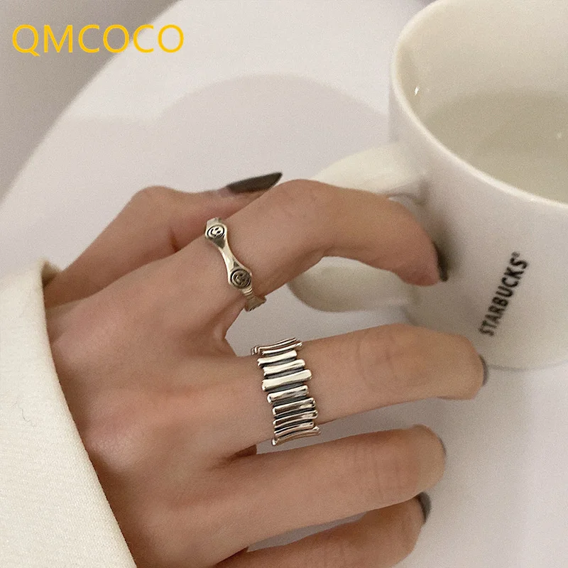 Silver Color Ring silver rings silver ring Man Woman Creative Personality Irregular Splicing Trendy Geometric Simple Fashion Temperament Gifts